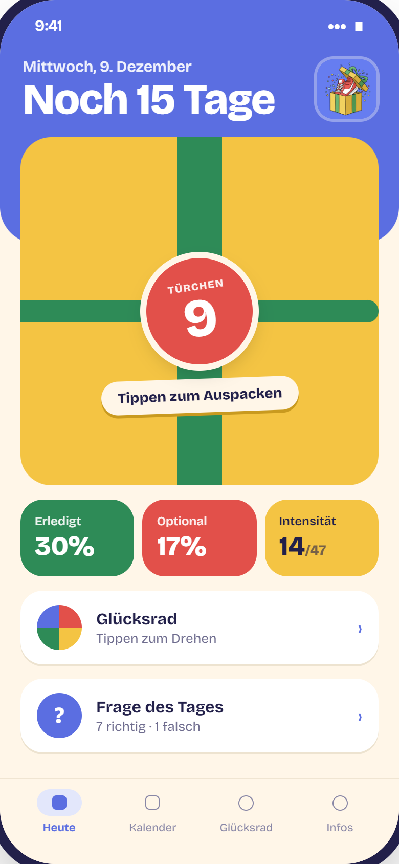 Heute-Ansicht der App